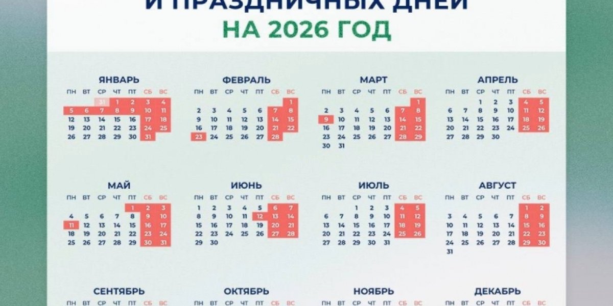 Россияне в 2026 году будут отдыхать почти пять месяцев: как выглядит идеальный календарь Россияне в 2026 году будут отдыхать почти пять месяцев: как выглядит идеальный календарь